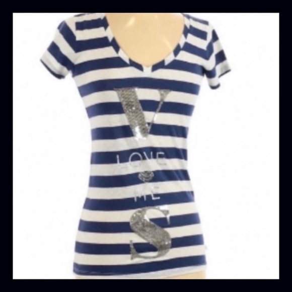 Victoria’s Secret BLING Sequin V-Neck Tee Shirt Size XS - Picture 1 of 6